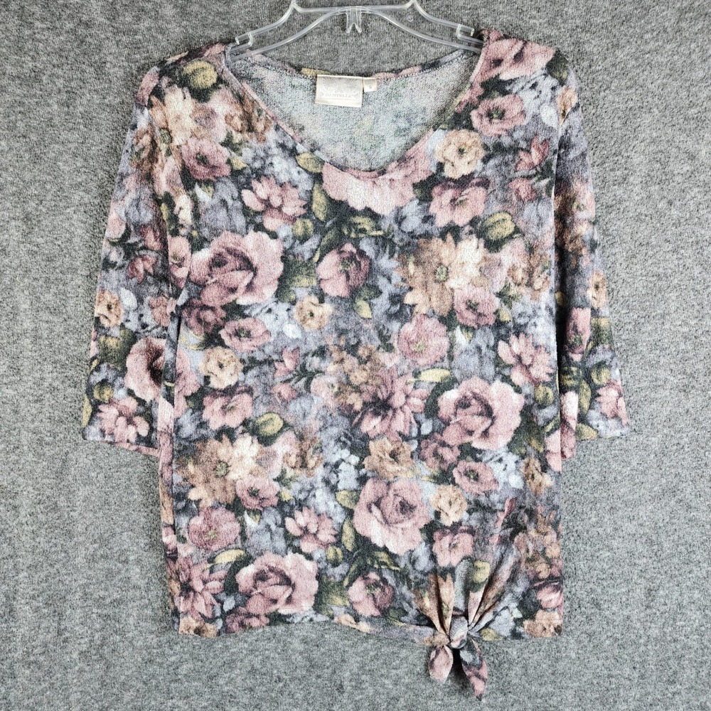 Dantelle Top Women S D1902669R Floral Multicolor Side Tie V-Neck EUC